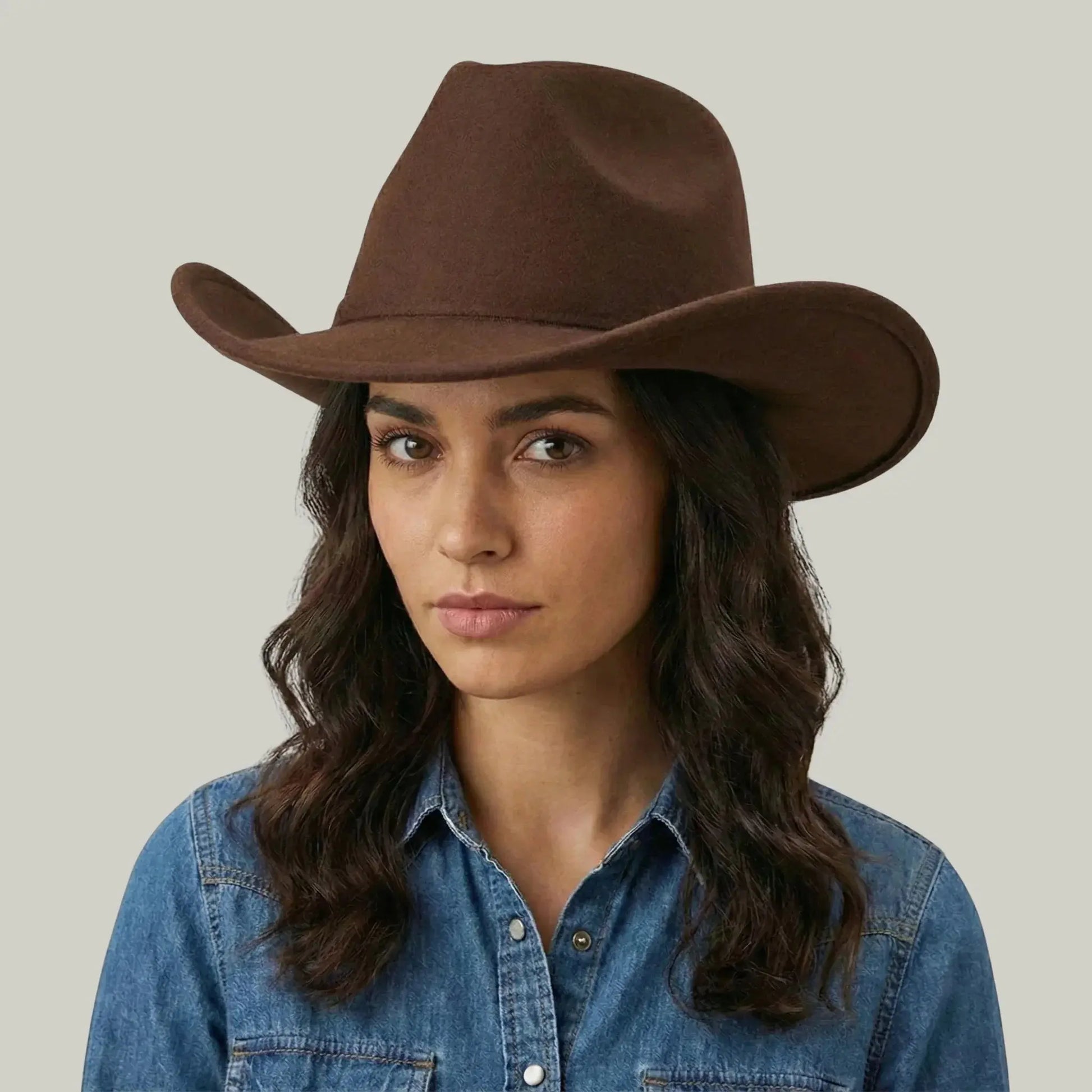 Chapeau Cowboy Marron Mixte Uni Feutre Maison Shelby