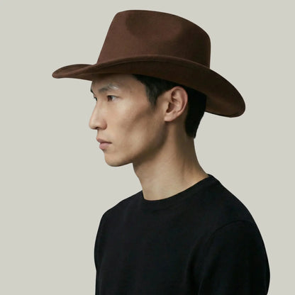 Chapeau Cowboy Marron Mixte Uni Feutre Maison Shelby