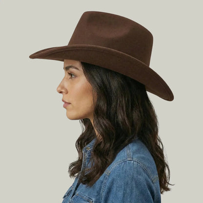 Chapeau Cowboy Marron Mixte Uni Feutre Maison Shelby