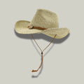 Chapeau Cowboy Mixte Paille Naturelle Bandeau Cuir Cordelière