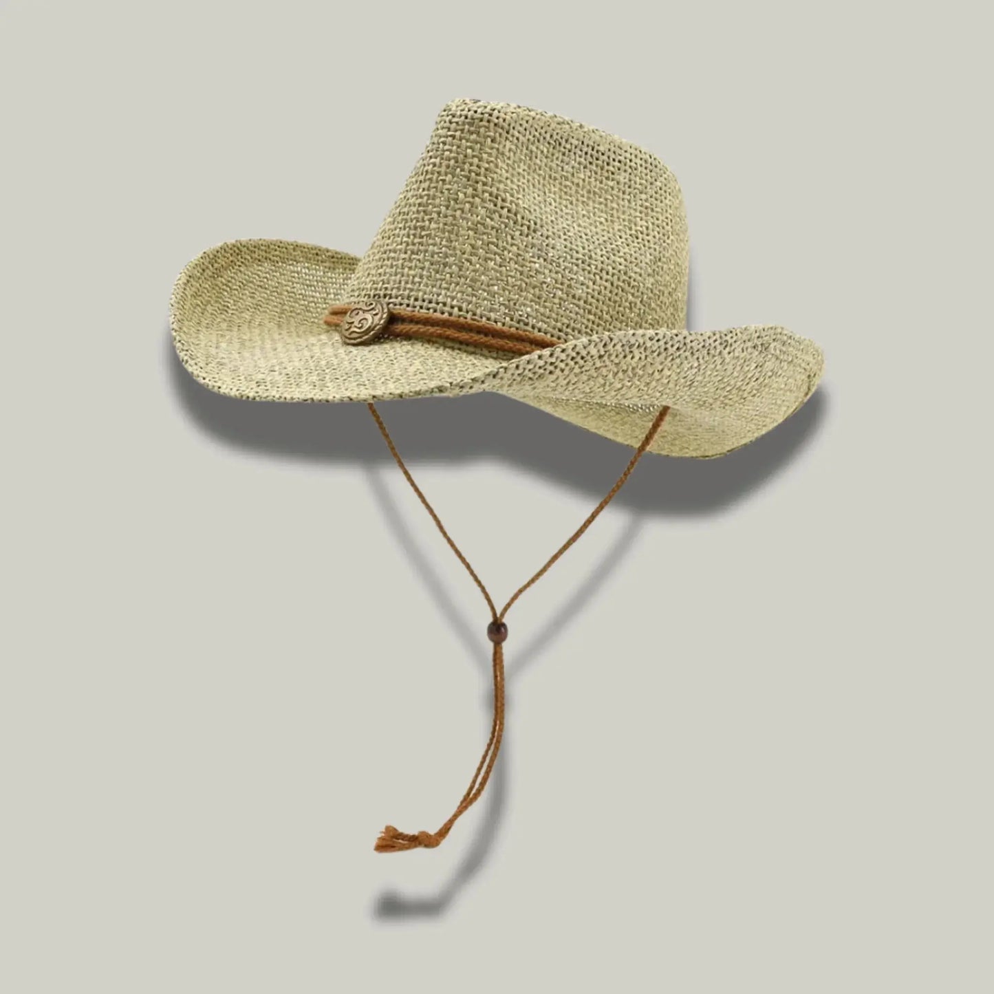Chapeau Cowboy Mixte Paille Naturelle Bandeau Cuir Cordelière Maison Shelby