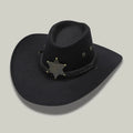 Chapeau Cowboy Noir Femme Feutre Étoile Shérif