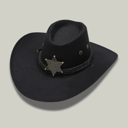 Chapeau Cowboy Noir Femme Feutre Étoile Shérif Maison Shelby