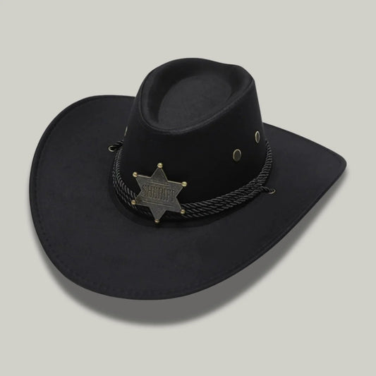Chapeau Cowboy Noir Femme Feutre Étoile Shérif