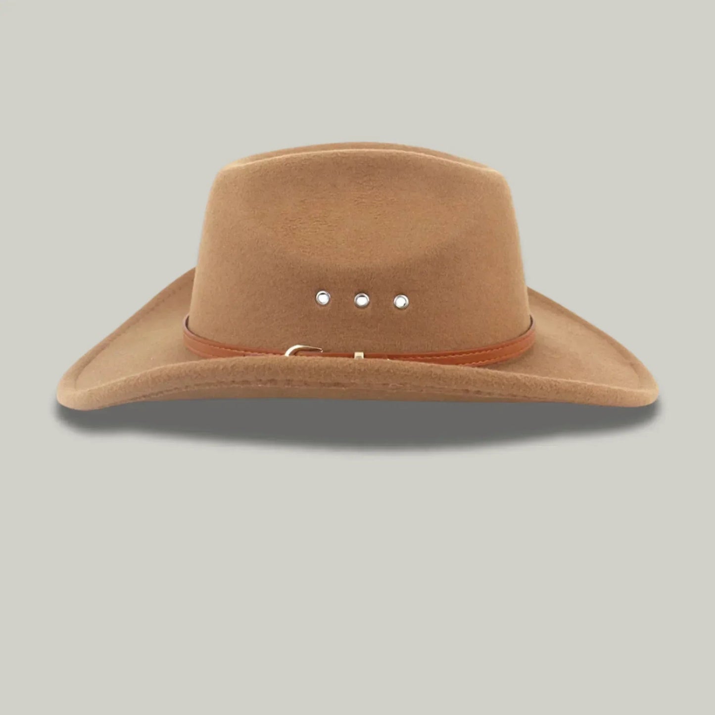 Chapeau Cowboy Noir Homme Feutre Bandeau Cuir Cognac