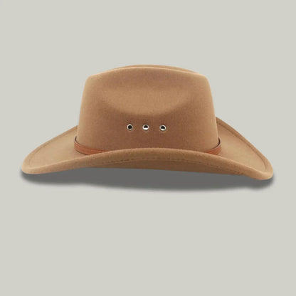 Chapeau Cowboy Noir Homme Feutre Bandeau Cuir Cognac