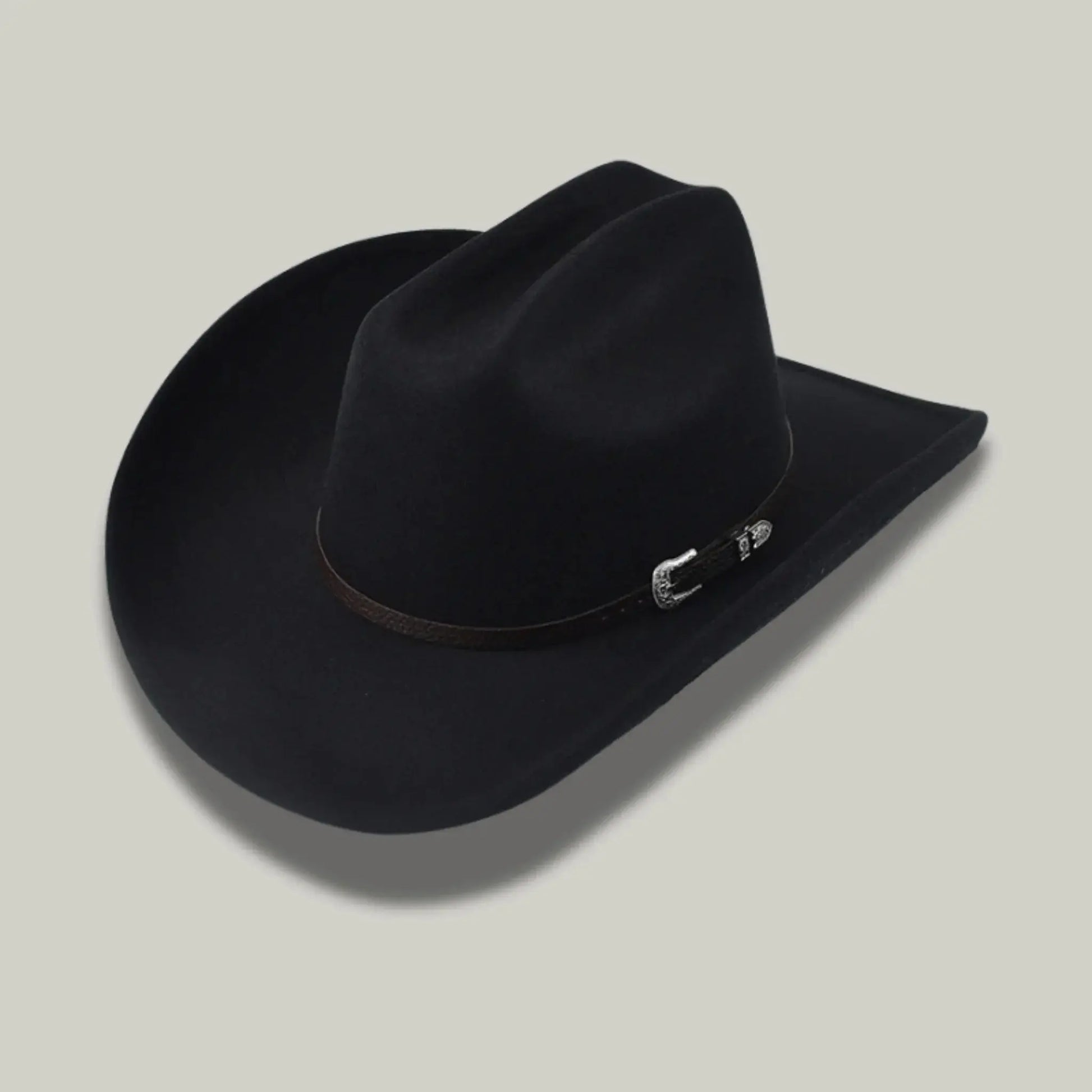 Chapeau Cowboy Noir Mixte Bandeau Boucle Argentée Maison Shelby