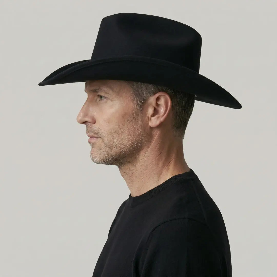 Chapeau Cowboy Noir Mixte Bandeau Boucle Argentée Maison Shelby