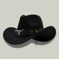 Chapeau Cowboy Noir Cuir Mixte Bandeau Taureau