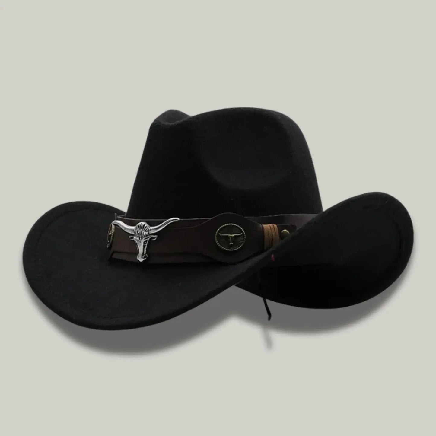 Chapeau Cowboy Noir Mixte Bandeau Taureau Cuir Maison Shelby