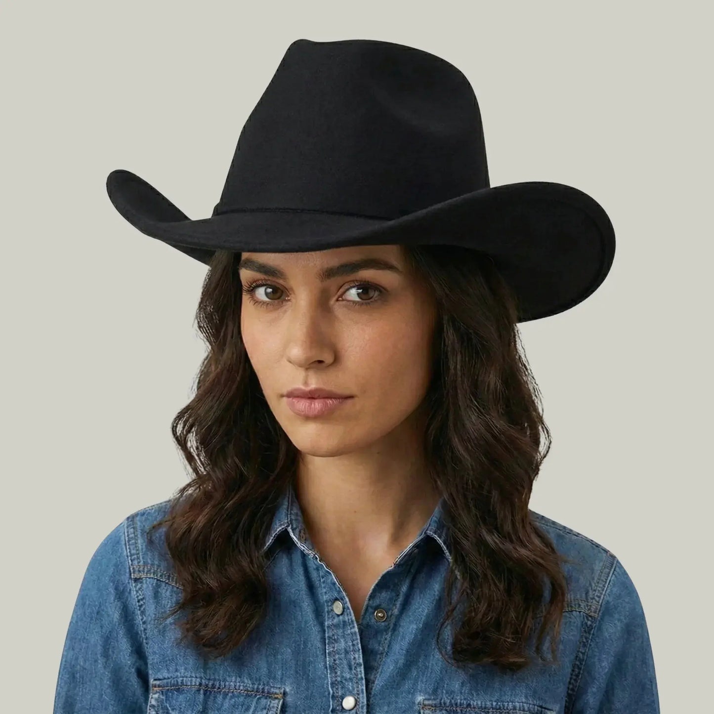 Chapeau Cowboy Noir Mixte Uni Feutre Maison Shelby