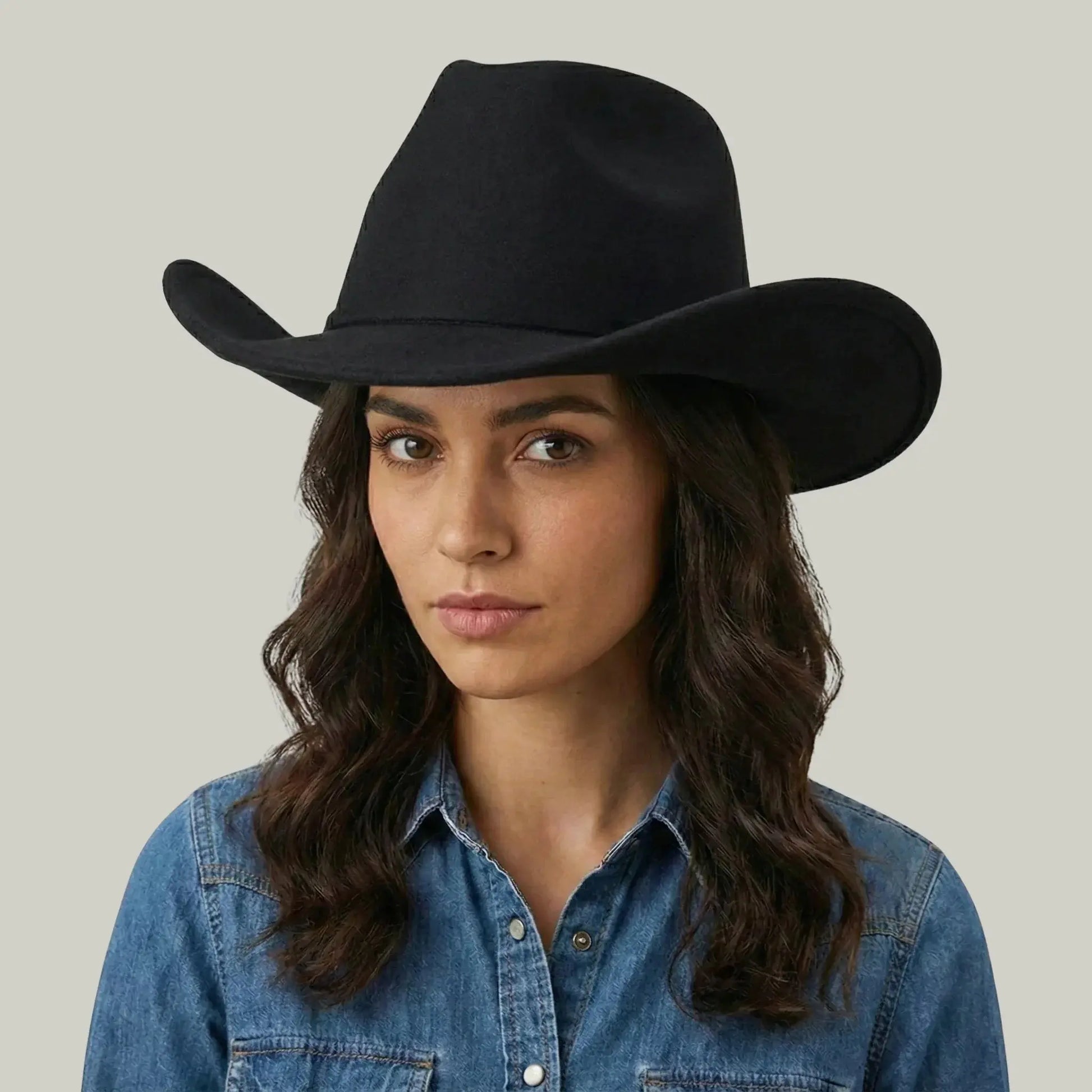 Chapeau Cowboy Noir Mixte Uni Feutre Maison Shelby