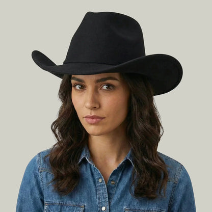 Chapeau Cowboy Noir Mixte Uni Feutre Maison Shelby