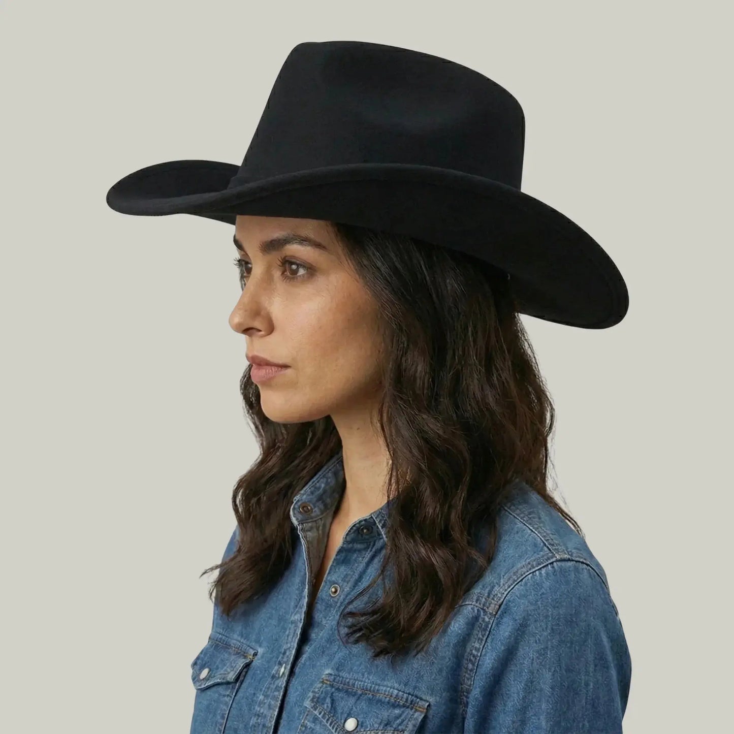 Chapeau Cowboy Noir Mixte Uni Feutre Maison Shelby