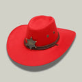 Chapeau Cowboy Rouge Femme Feutre Étoile Shérif