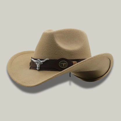 Chapeau Cowboy Sable Mixte Feutre Bandeau Taureau Cuir Maison Shelby