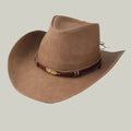 Chapeau Cowboy Taupe Mixte Feutre Bandeau Tressé