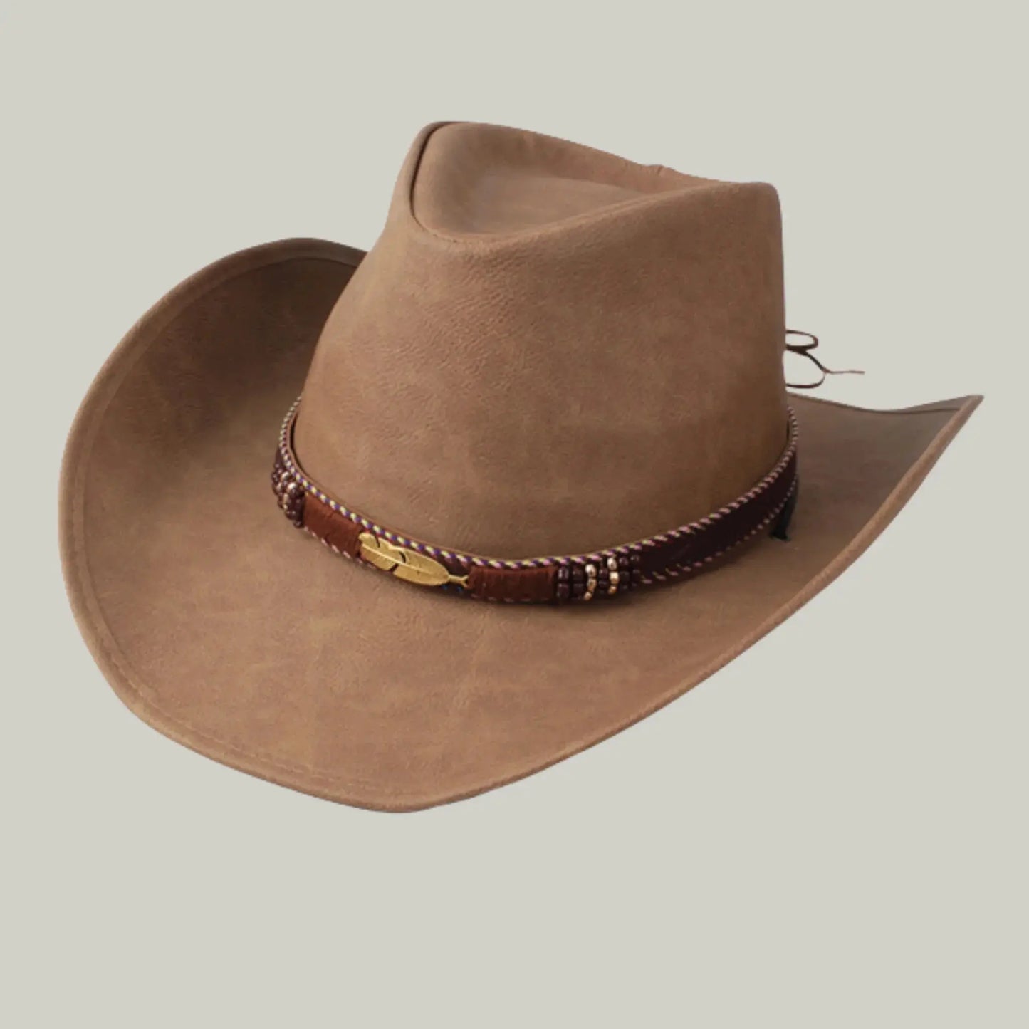Chapeau Cowboy Taupe Mixte Feutre Bandeau Tressé Maison Shelby