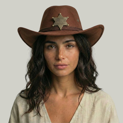 Chapeau Cowboy Terracotta Femme Feutre Étoile Shérif