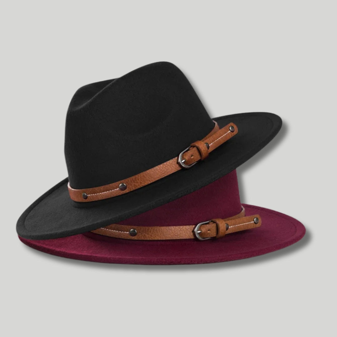 Chapeau Fedora Homme Blanc – Lanière Cuir Cognac