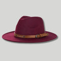 Chapeau Fedora Homme Bordeaux–Lanière Cuir