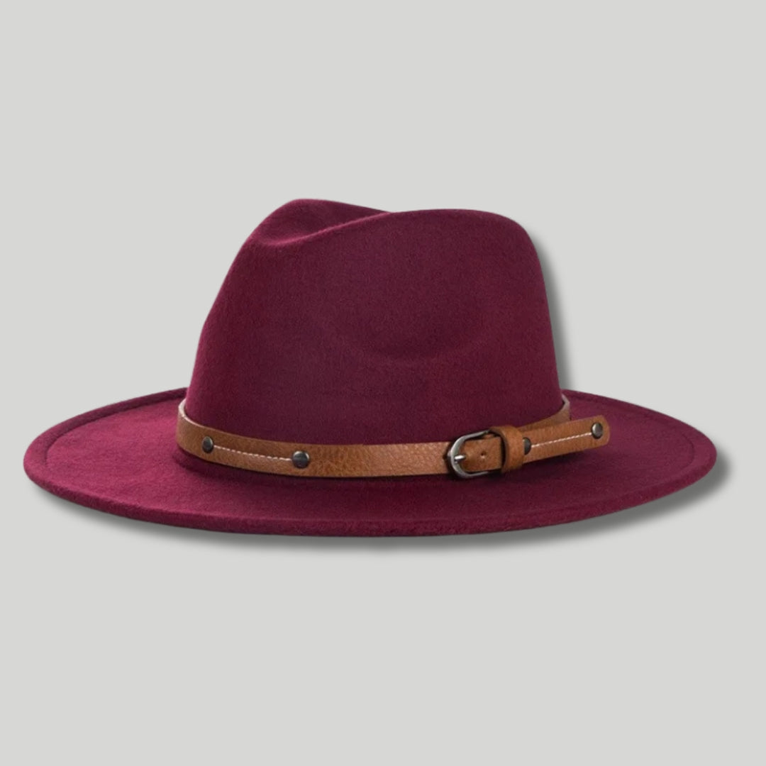 Chapeau Fedora Homme Bordeaux – Lanière Cuir