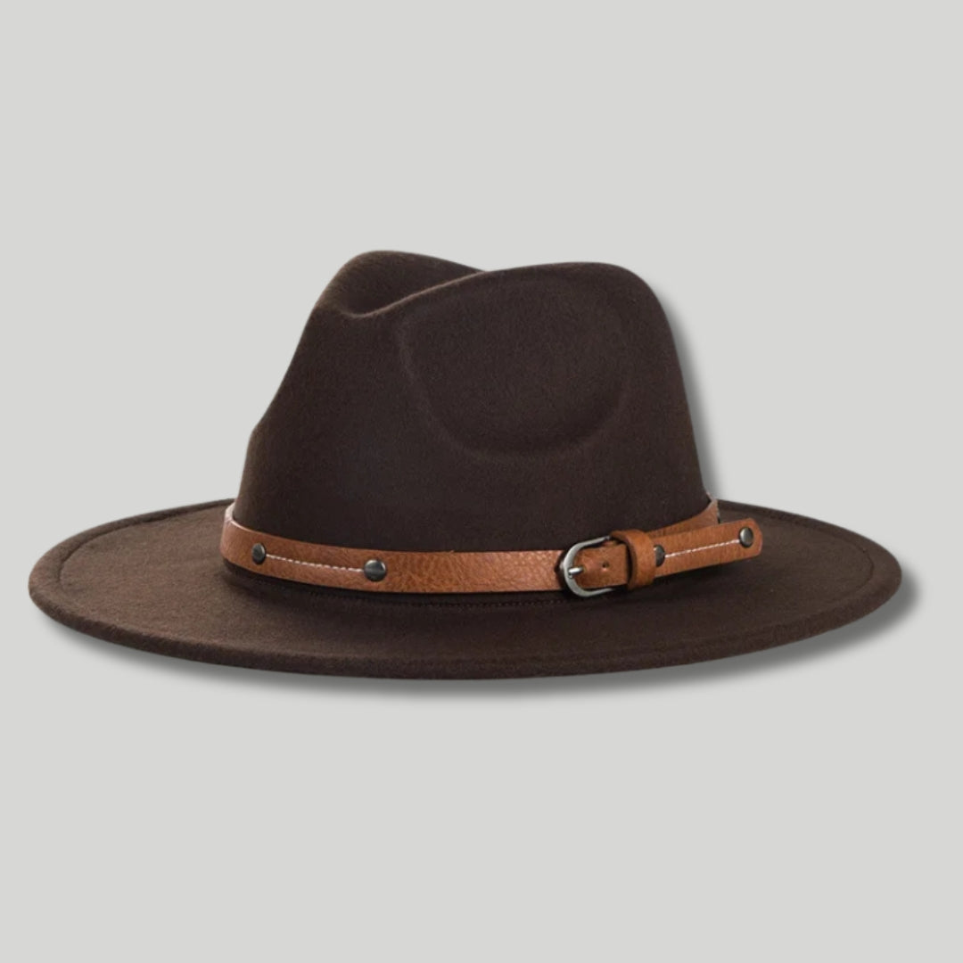 Chapeau Fedora Homme Marron – Lanière Cuir Cognac
