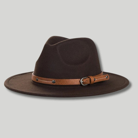 Chapeau Fedora Homme Marron – Lanière Cuir Cognac