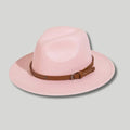 Chapeau Fedora Homme Rose Poudré–Lanière Cuir