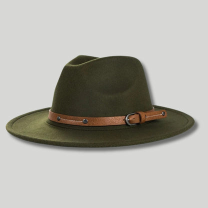 Chapeau Fedora Homme Vert Kaki – Lanière Cuir