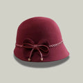Chapeau Melon Femme Bordeaux–Nœud et Lacet Élégant