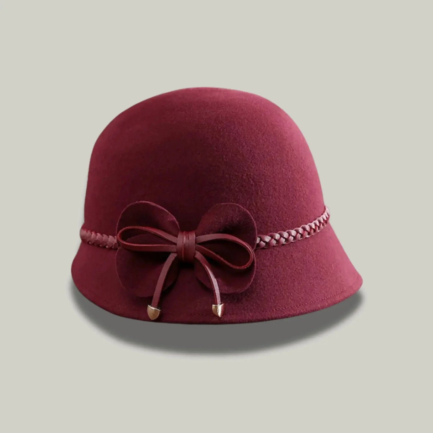 Chapeau Melon Femme Bordeaux – Nœud et Lacet Élégant Maison Shelby
