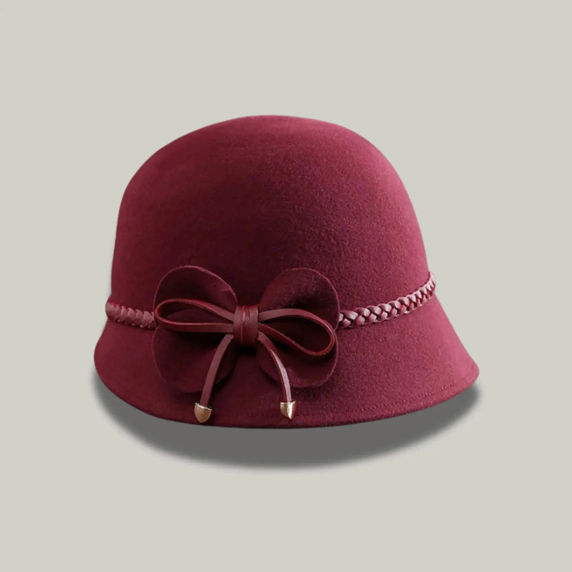 Chapeau Melon Femme Bordeaux – Nœud et Lacet Élégant Maison Shelby