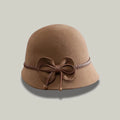 Chapeau Melon Femme Camel–Nœud et Lacet Tressé