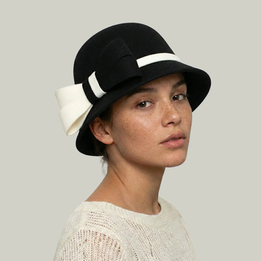 Chapeau Melon Femme Noir – Nœud Blanc Cérémonie Maison Shelby