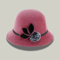 Chapeau Melon Femme Rose–Ornement Fleur Élégant