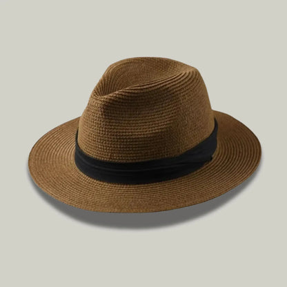 Chapeau Panama Paille Marron – Style Casual Homme Maison Shelby