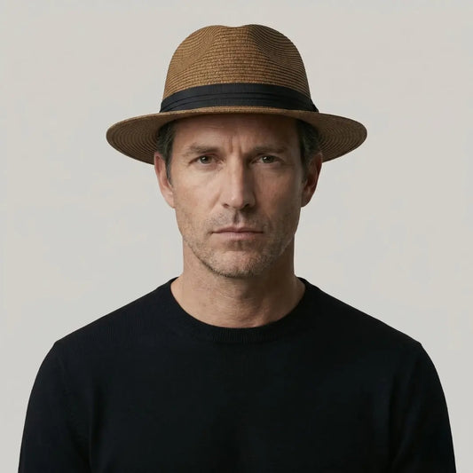 Chapeau Panama Paille Marron – Style Casual Homme Maison Shelby