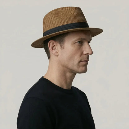 Chapeau Panama Paille Marron – Style Casual Homme Maison Shelby