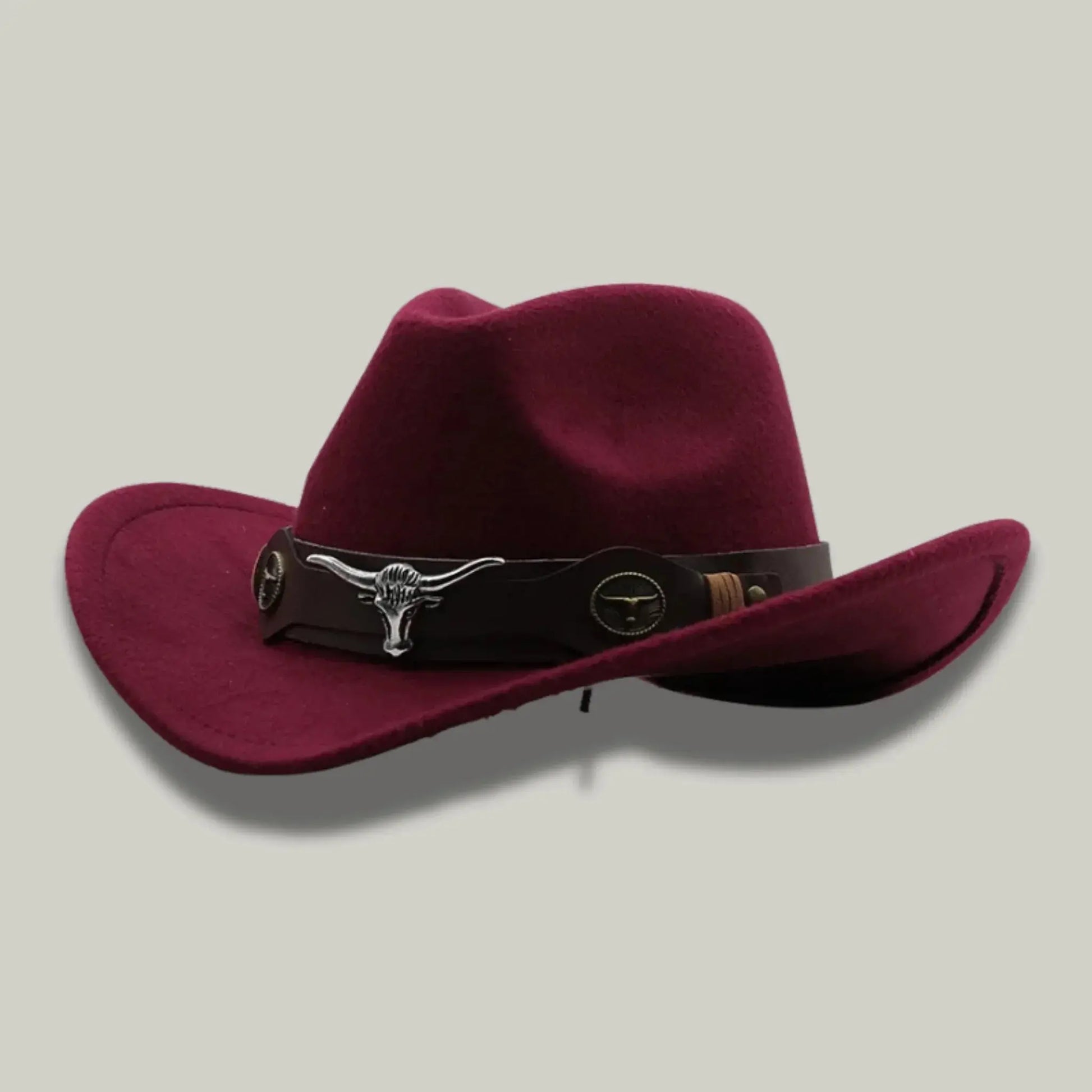 Chapeau de Cowboy Bordeaux – Médaillon Taureau Maison Shelby