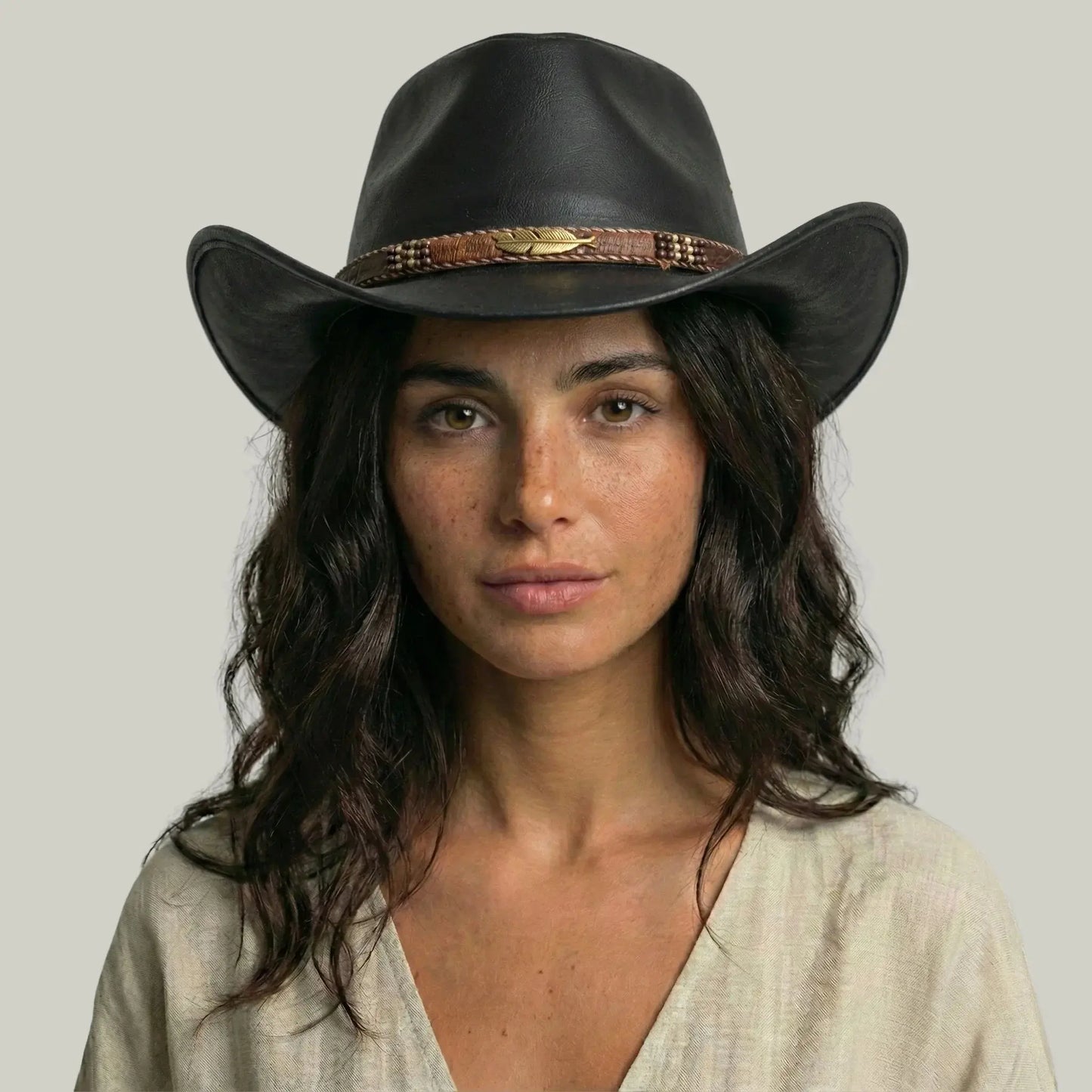 Chapeau de Cowboy Noir – Cordon Tressé Multicolore Texas Maison Shelby