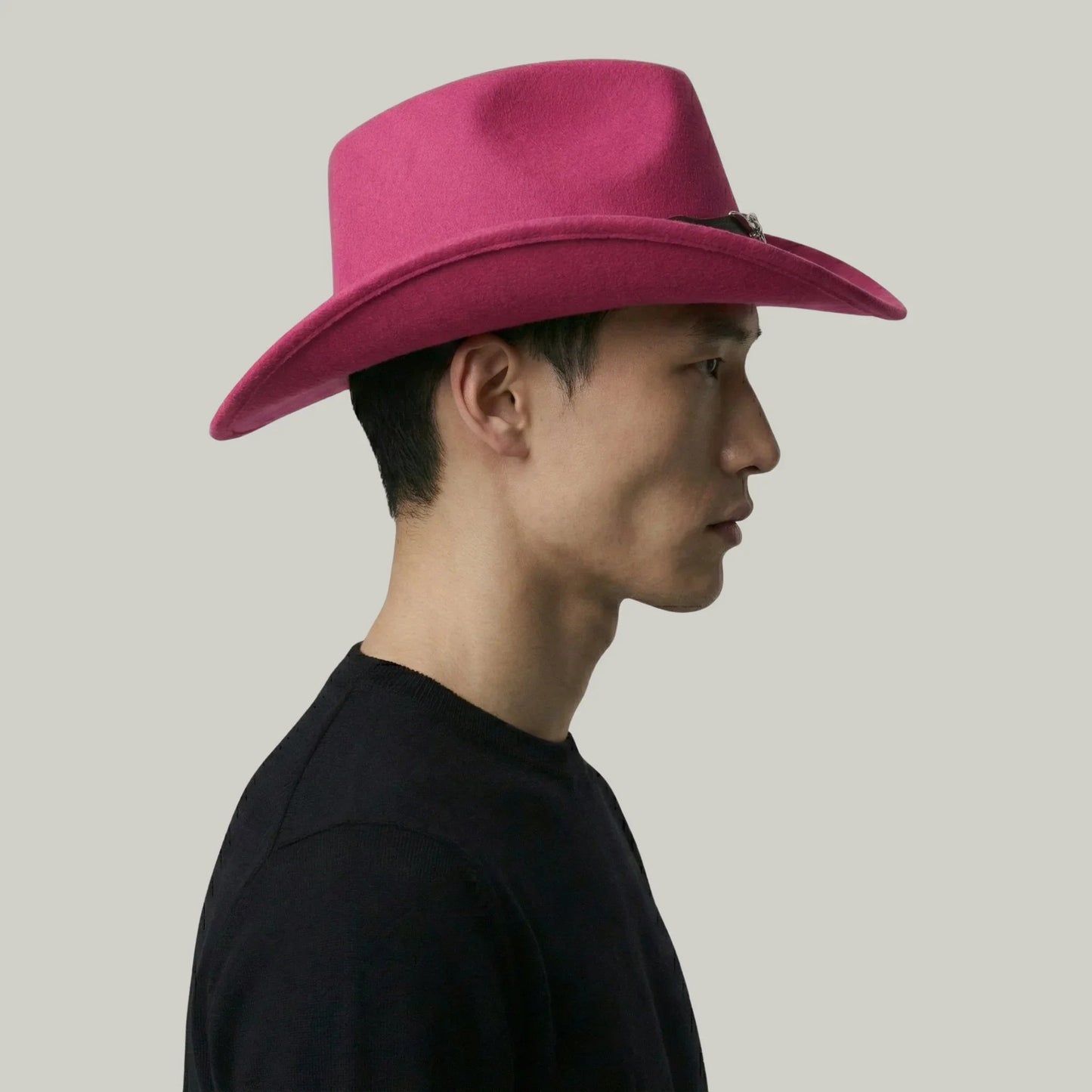 Chapeau de Cowboy Rose Fuchsia – Médaillon Taureau