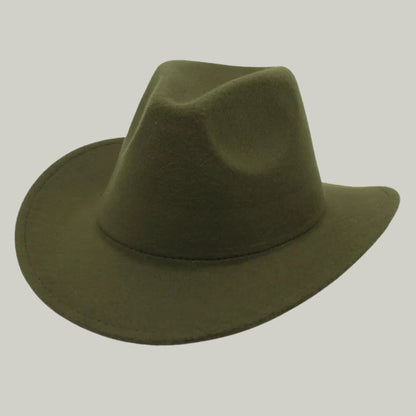 Chapeau de Cowboy Vert Kaki – Style Épuré Homme & Femme