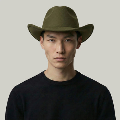 Chapeau de Cowboy Vert Kaki – Style Épuré Homme & Femme