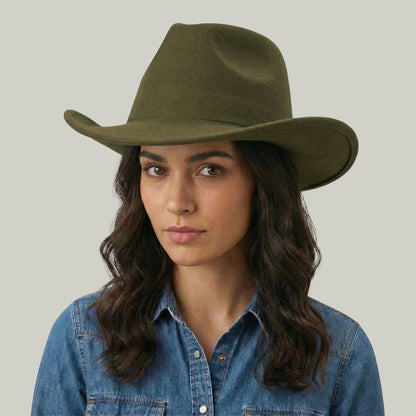 Chapeau de Cowboy Vert Kaki – Style Épuré Homme & Femme