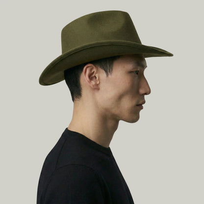 Chapeau de Cowboy Vert Kaki – Style Épuré Homme & Femme