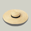 Chapeau de Paille Femme Beige–Grand Bord Ruban Noir