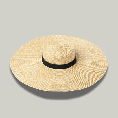Chapeau de Paille Femme Beige – Grand Bord Ruban Noir