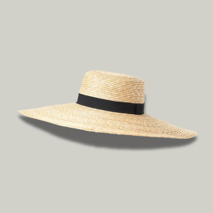 Chapeau de Paille Femme Beige – Grand Bord Ruban Noir