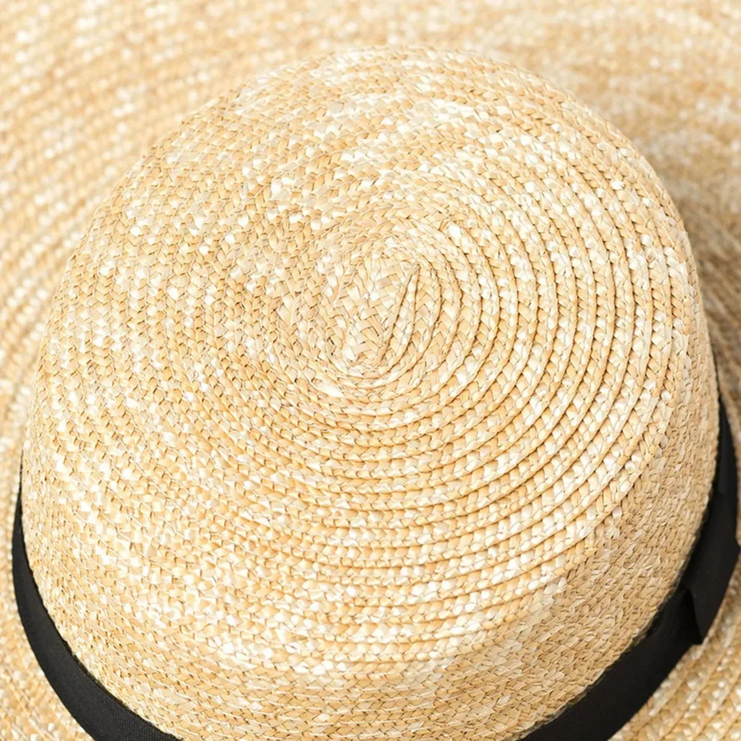Chapeau de Paille Femme Beige – Grand Bord Ruban Noir